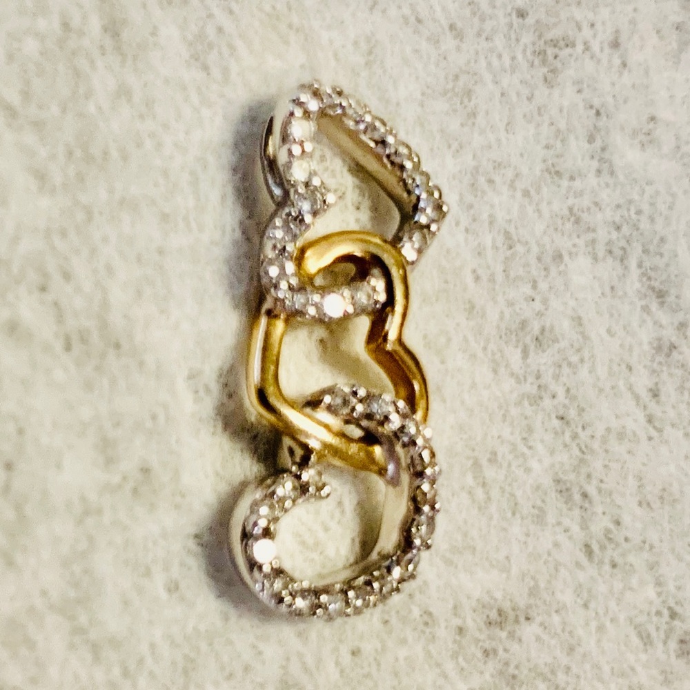 SOLD Genuine diamond & gold heart pendant charm